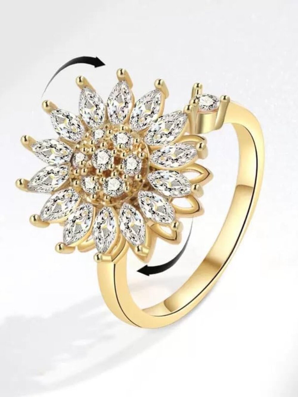 Fidget Ring Anxiety Spinner Ring Open Adjustable Sunflower Star Moon Windmill Bu - Picture 9 of 9